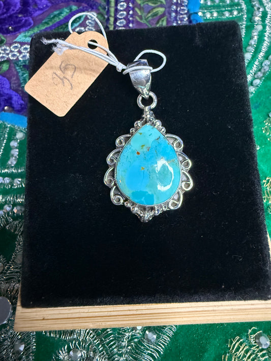 Solid Sterling Mojave Turquoise Pendant